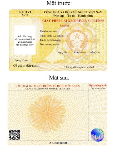 Mẫu giấy phép lái xe năm 2025